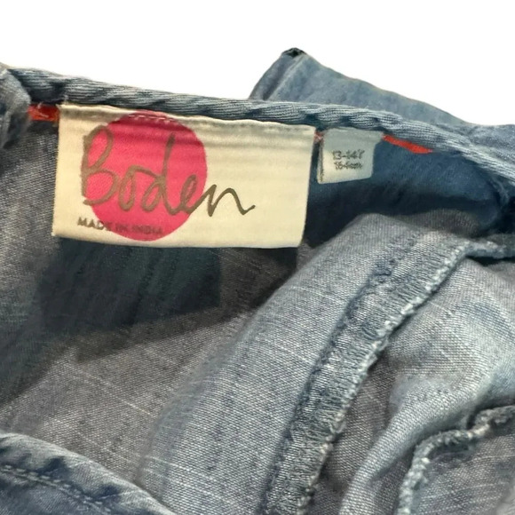 💕EUC Vintage Boden Big Girl Jumpsuit size 13/14 Y chambray with pink trim 💕 - Picture 5 of 8